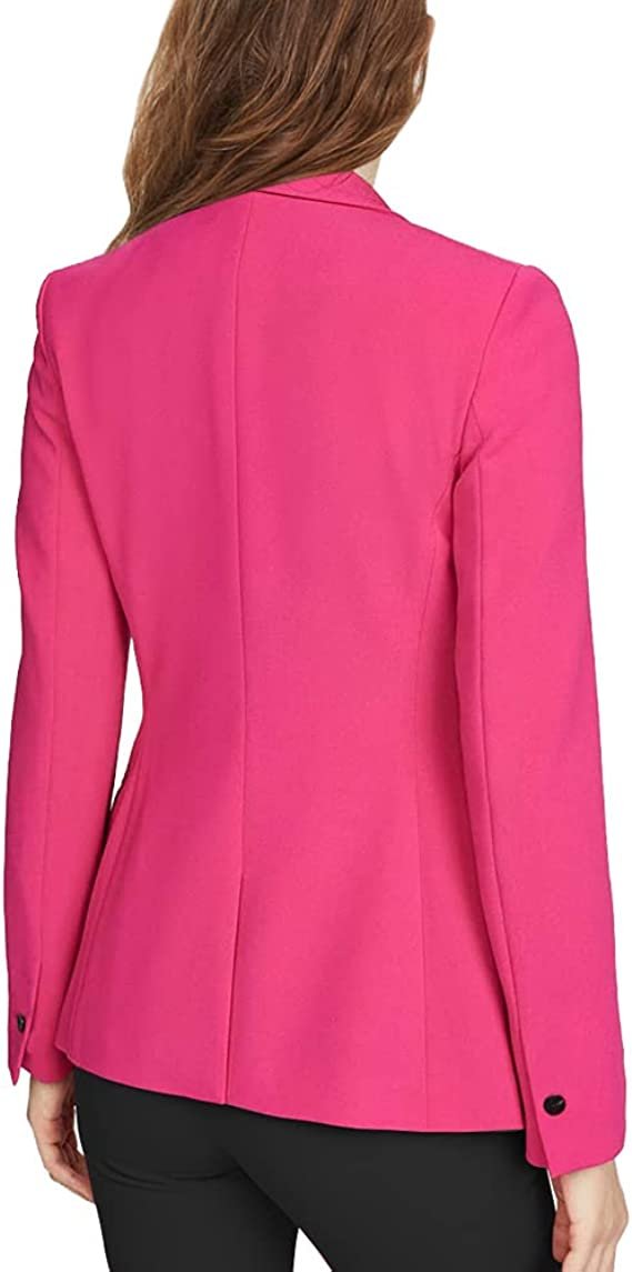 Womens Long Sleeve Blazers for One Button Hot Pink Blazer Women with Pocket